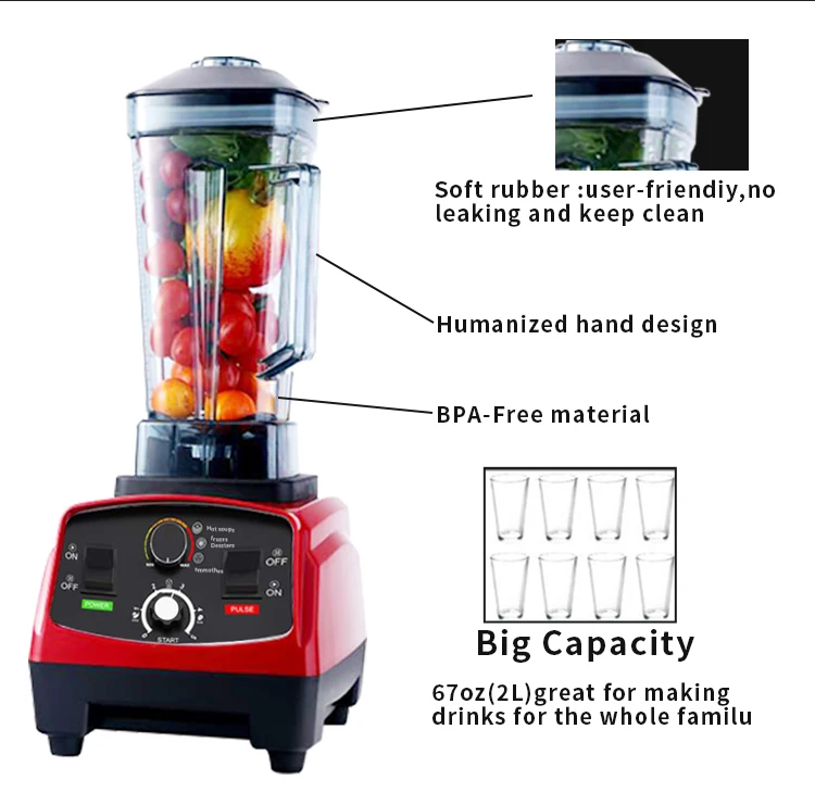 2 in 1 heavy duty licuadora electric mixer jar commercial   mixeur sc-1589  silver crest blender 4500W