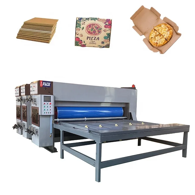 IPACK Chain Feeding Corrugated Cardboard Carton Box Flexo Printing Die Cutter Slotter Pizza Box Making Machine Price