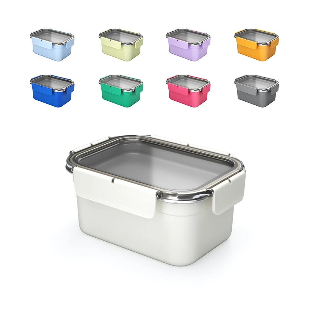 Metal Meal Prep Containers Set with Transparent Airtight Lids Microwave Safe Stainless Steel Lunch Box Bento School Picnics Work