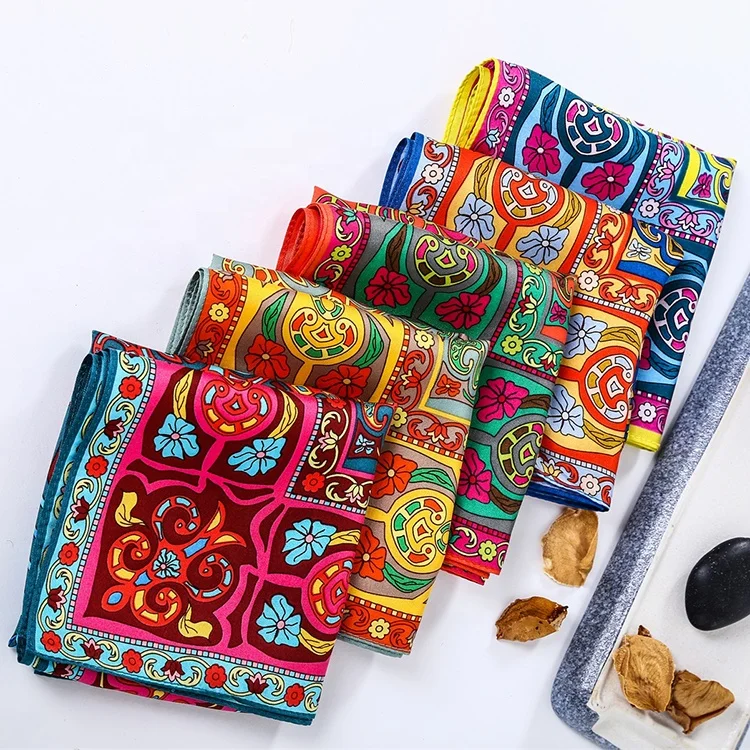 High Quality Kerchief Silk Scarf Ladies Neckerchief 100% Silk Twill Printed Square 14mm Silk Scarves