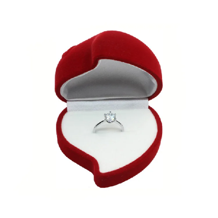 High-end quality red heart shape flocking jewelry set gift packaging box with custom logo