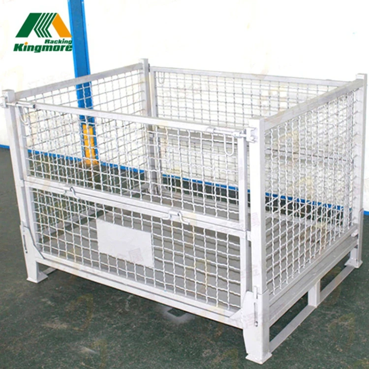 Складское хранение оцинкованная стальная Штабелируемая проволочная сетка контейнерная клетка