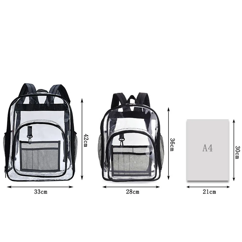 M2327 Custom Logo Wholesale Bolsas Transparente Sac Mochila Waterproof Transparent School Bag For Women Men Pvc Clear Backpack