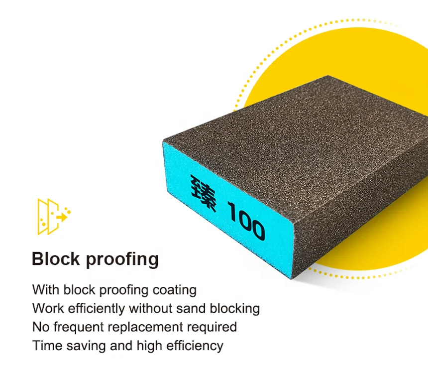 double-sided corundum abrasive hand anti-block sanding sponge block foam for drywall and wood Grinding polishing