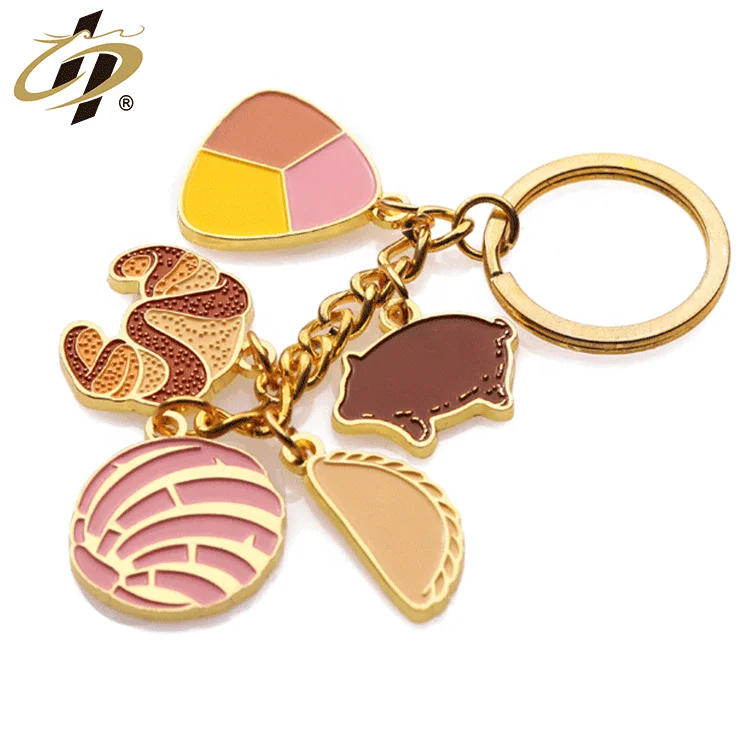 Хит продаж, позолоченные металлические мягкие эмалевые брелоки с мексиканским хлебом для подарка