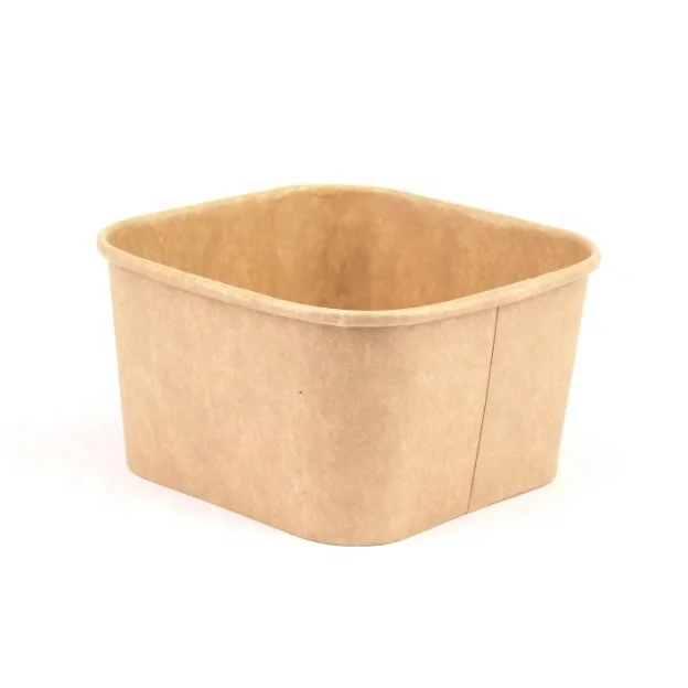2022 Hot Selling Wholesale Manufacturer Customized logo  Disposable Kraft/White/Bamboo Biodegradable Square Paper Bowl