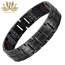 3X Strength Titanium Magnetic Therapy Bracelet for Men Premium Fold-Over Clasp & Adjustable Length Gift Packaging