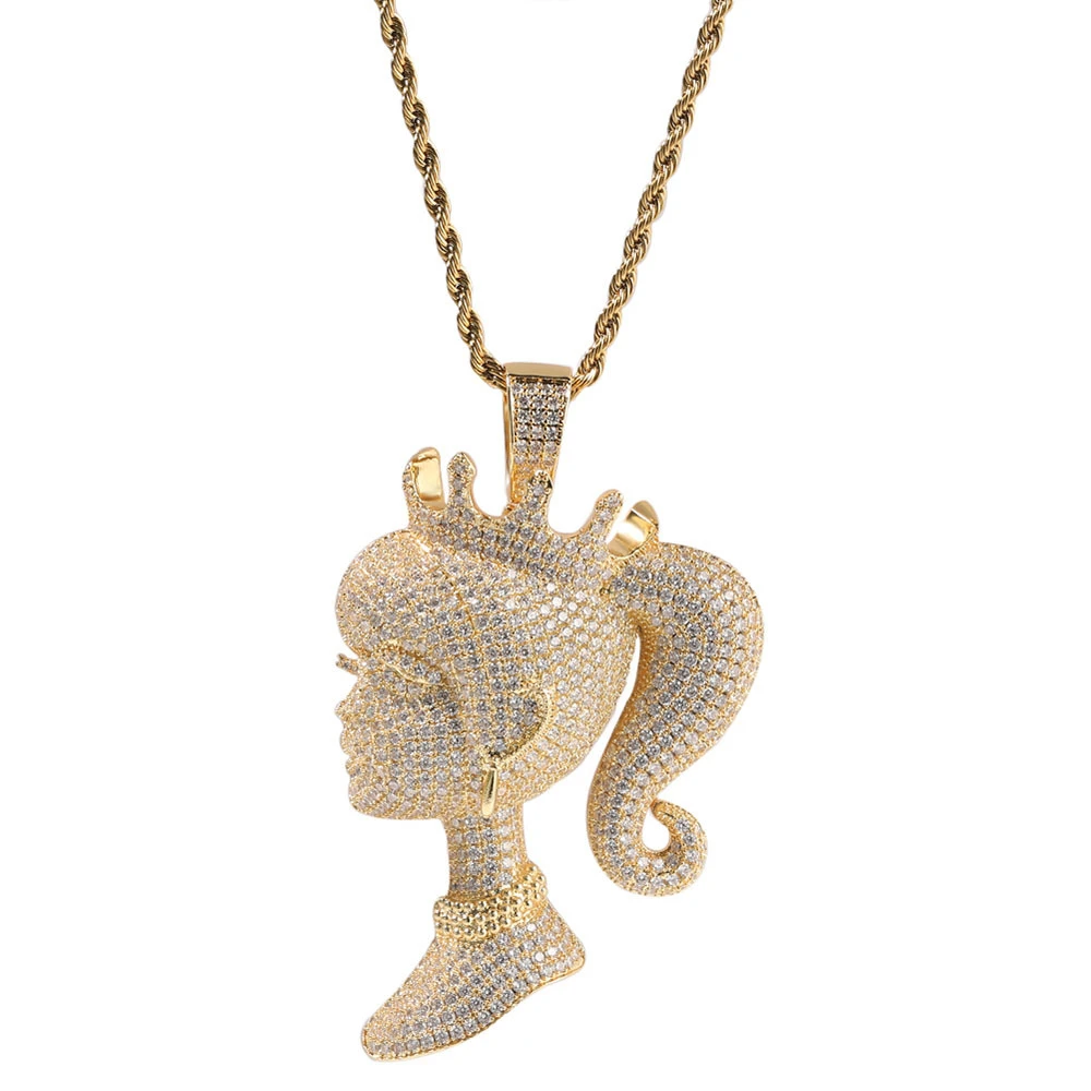 Europe New Crown pendant necklace copper inlaid zircon niche pendant trendy all-matching accessories wholesale