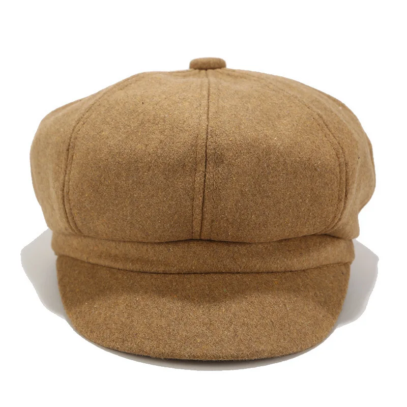 New Retro Woolen Ivy Newsboy Cabbie Gatsby Painter Hat Vintage English Octagon Hat for Men and Women