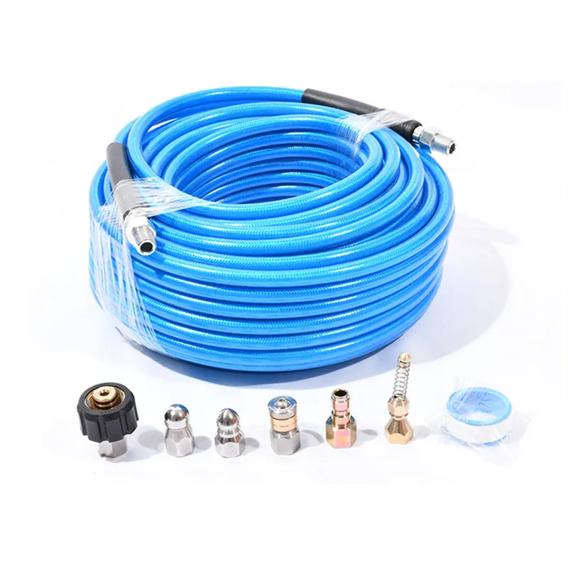 Blue Pressure Washer Hose for Karchere Gun Snow Foam Lance with Washing Nozzle Drain Pipe Cleaning Hose Sewer Jetter Kit