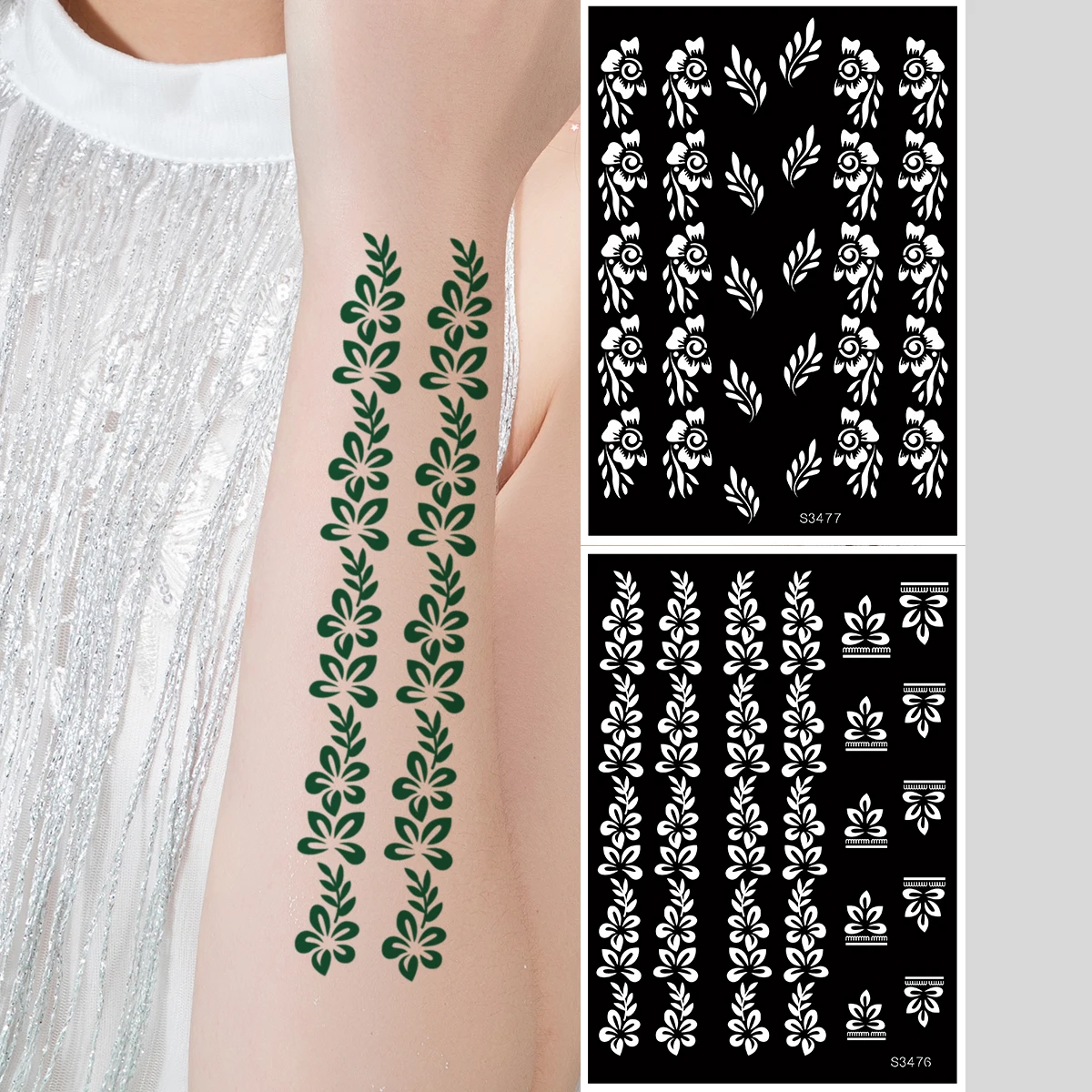 OEM Wholesale India Henna Hollow Stencil Foot Back Wrist Bride Tattoos Hollow Sticker Handdrawn Tattoos Stencils