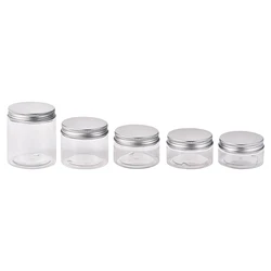 Multifunction Plastic Round Jar Cosmetic Body Lotions Container Candy Powder Dried Fruit Storage Plastic Jars with Silver Lids