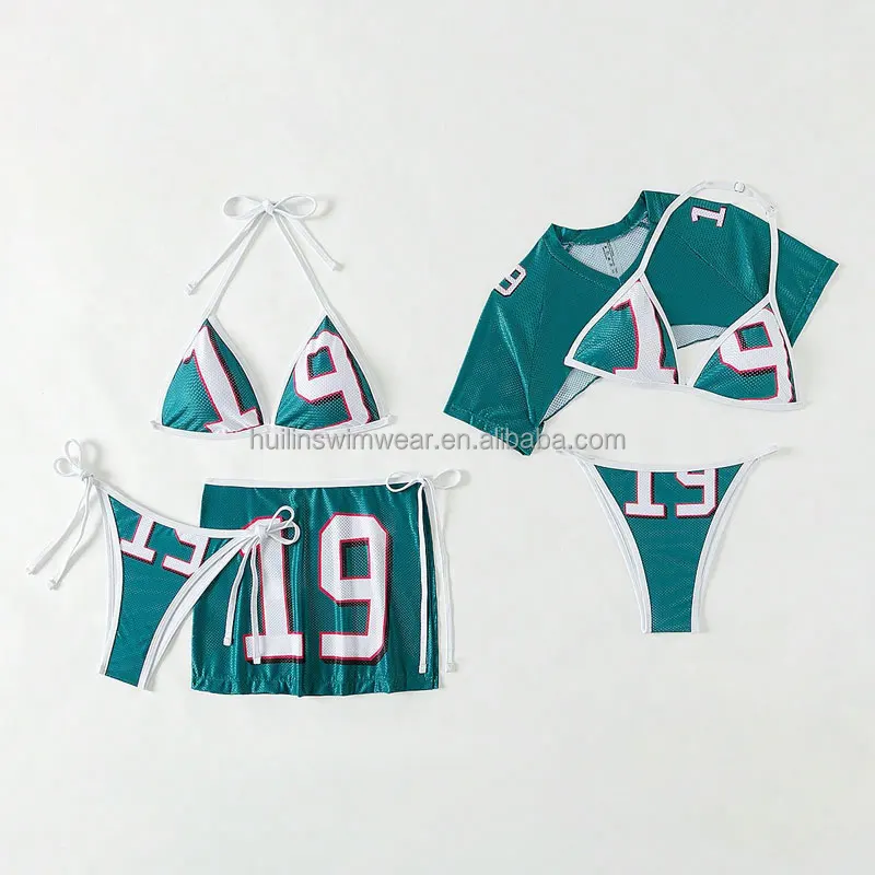 Wholesale New Fashion Hot Selling Plus Size Bikini Custom Two Piece Crop Top Short Sleeve Swimsuit Swimwear