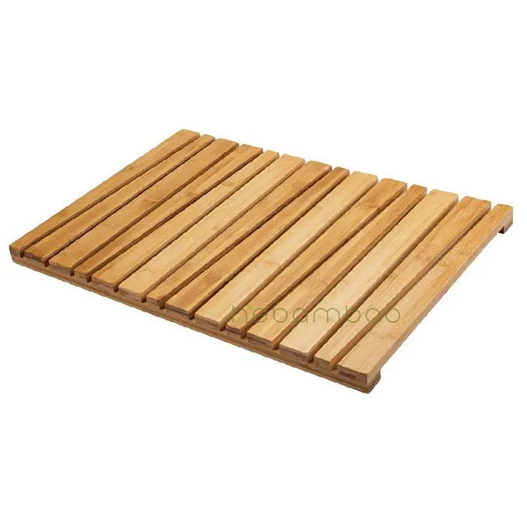 Wholesale Bathroom Accessories Anti Slip Bamboo Wooden Bath Mat for Floors