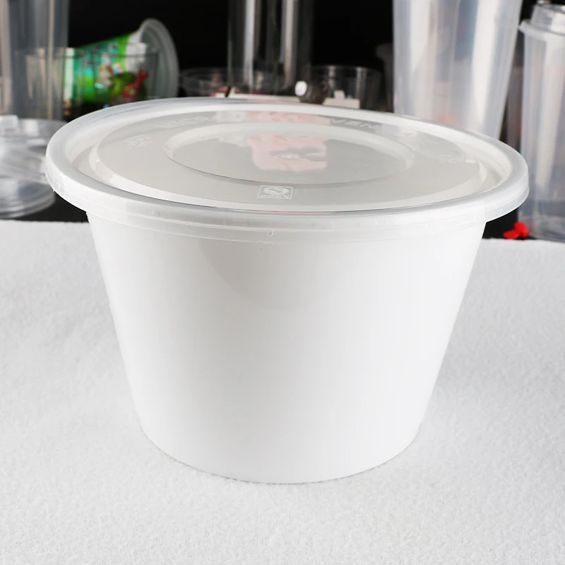 1750ml 62oz Milky White Round PP Plastic Popcorn Buckets with Lid 200pcs each carton