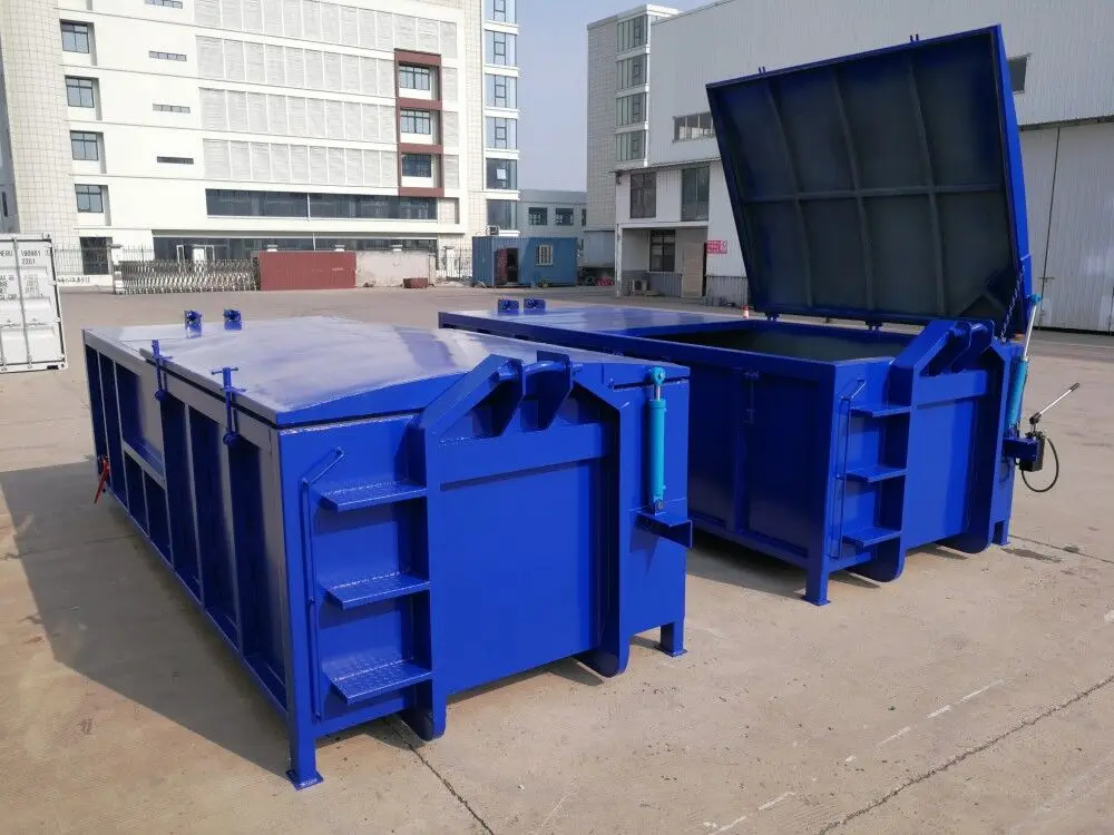 Hooklift bin waste managment open top stackable hook lift dumpster