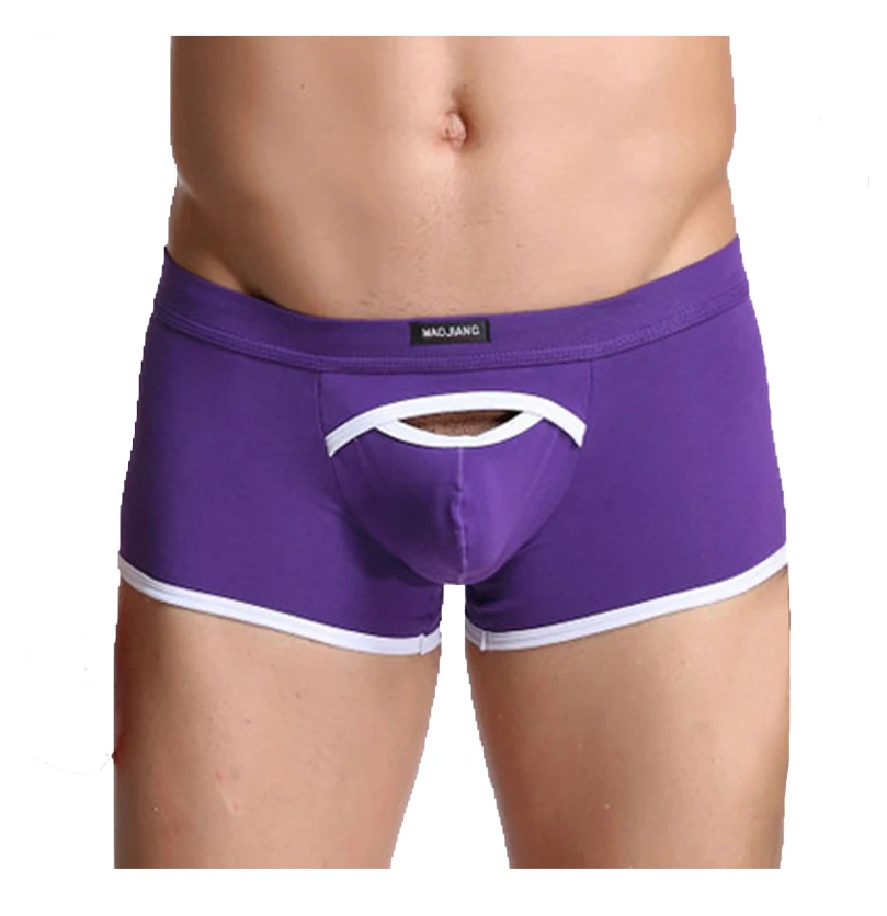 Open Fly Sexy Gay Men Underwear Hollow Design Stretchy Men Briefs & Boxers with Elastic Waistband