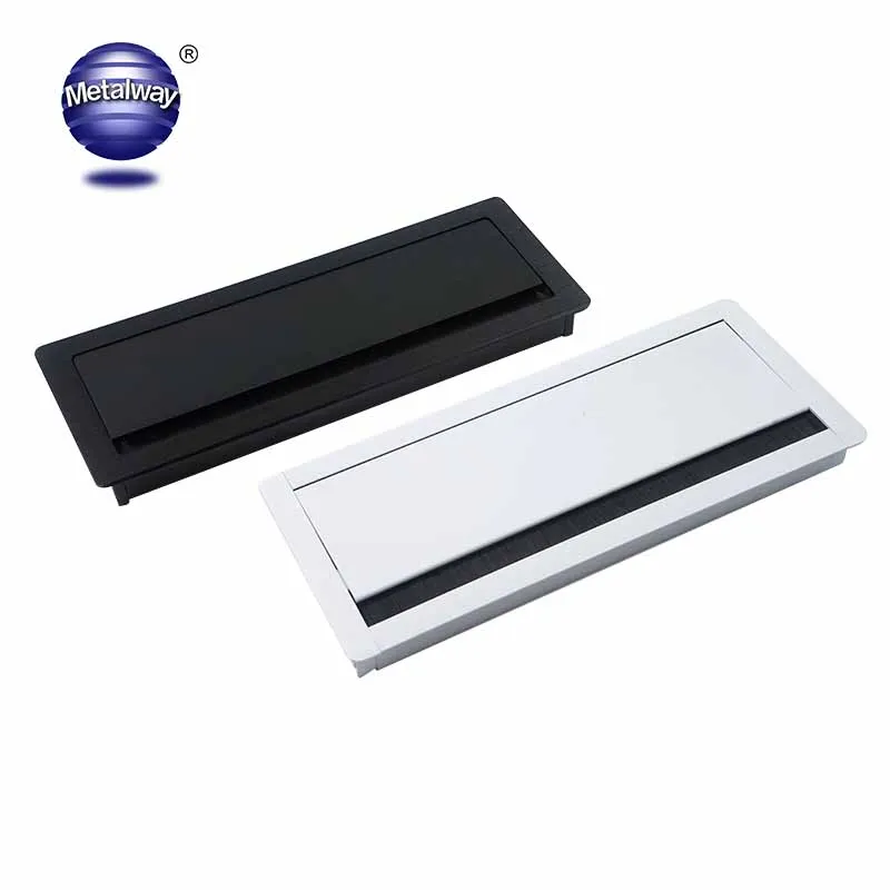 Office Furniture Hardware Accessory Desk Wire Box Computer Desk Cable Box Aluminum Tabletop Rectangle Cable Grommet