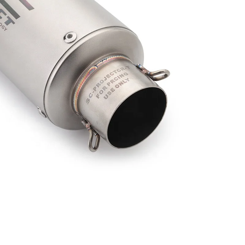 REALZION Motorcycle Exhaust Muffler Chrome Stainless Steel Carbon Fiber Modified Pipe For Universal