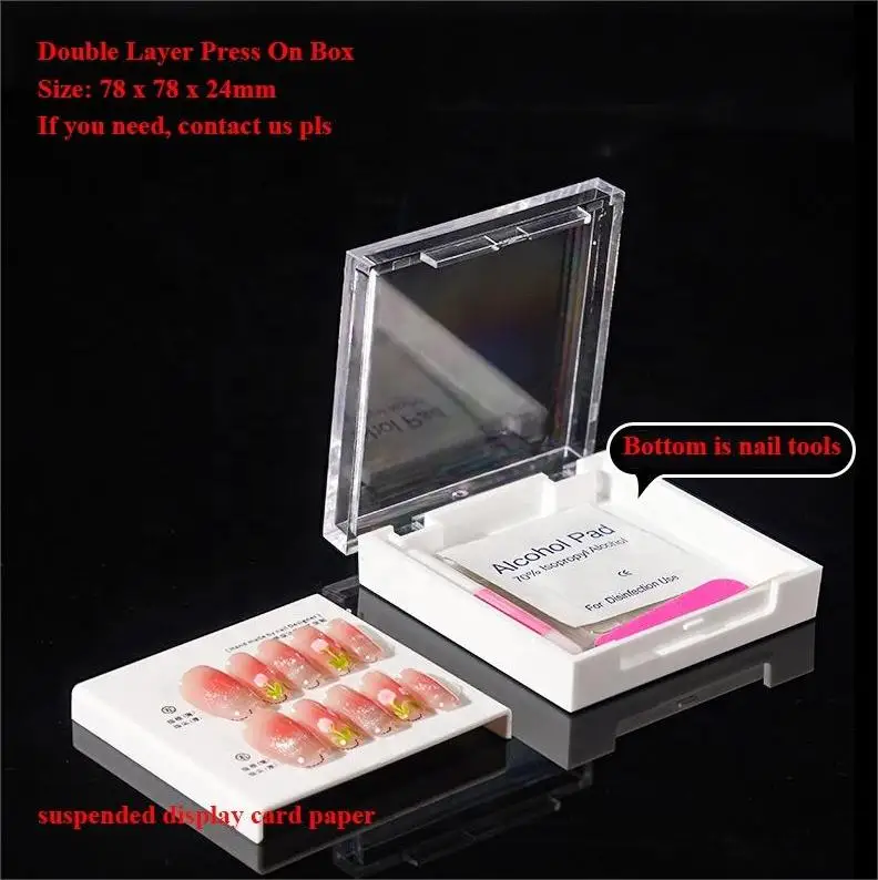 Manicure Dust Proof Nail Tips Storage Container Jewelry Transparent Pink Tray Display Boxes Press On Nail Packaging Box