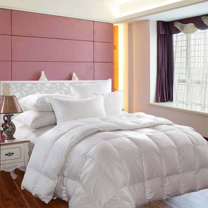 Custom Hotel High Quality White Cotton Quilt Anti Allergenic Winter Warm Duvet Natural 50% Goose Down Feather Bedding Duvet