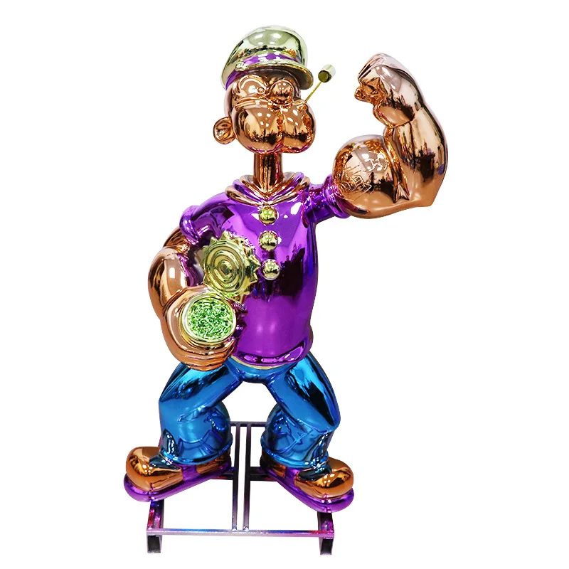 Customized Famous Cartoon Art Statue Fiberglass Popeye Sculpture popeye statue for home Decoration