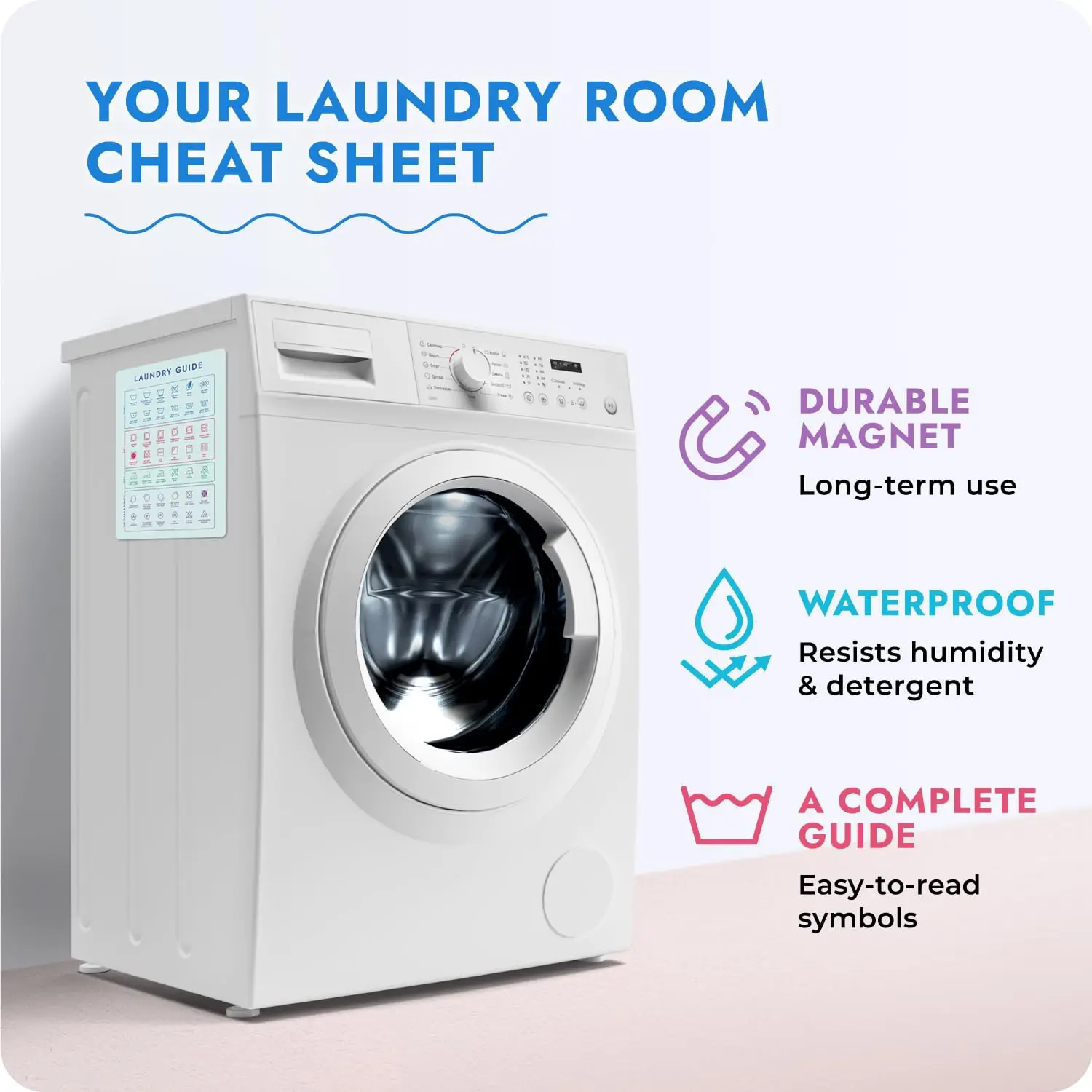 Customized Laundry Guide for Home Decor Fridge Magnet Laundry Symbols Magnet for Easy Clothing Care Magnetic Sheet