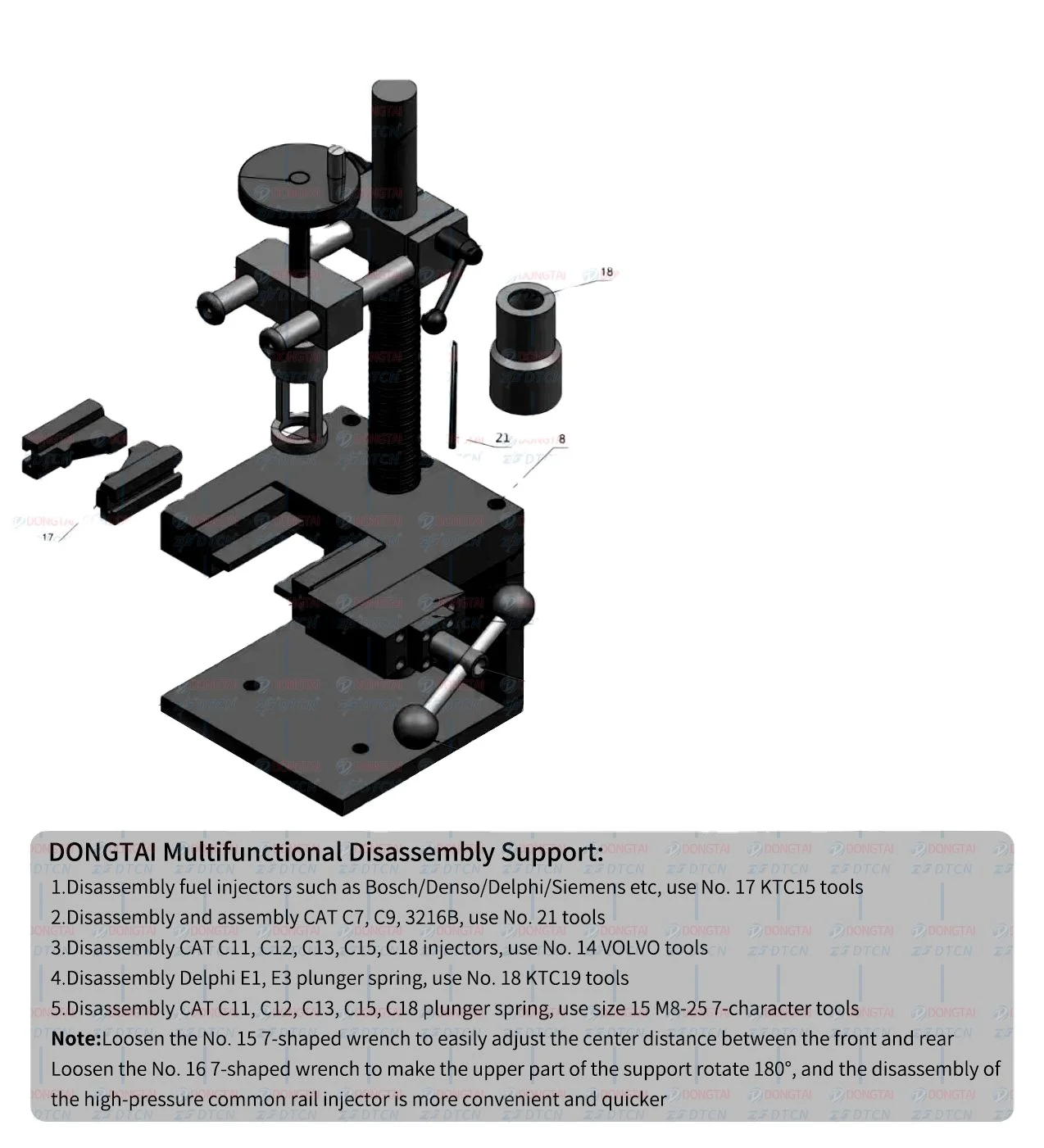 NO.106(4) Universal Injector Disassembly Support for common rail injector