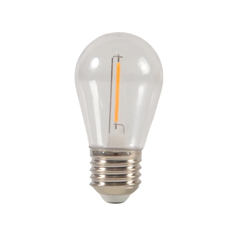 New Product 0.3W 1W Led Filament Lamp Bulb Transparent Plastic Cover Warm Light S14 E27 Bulb