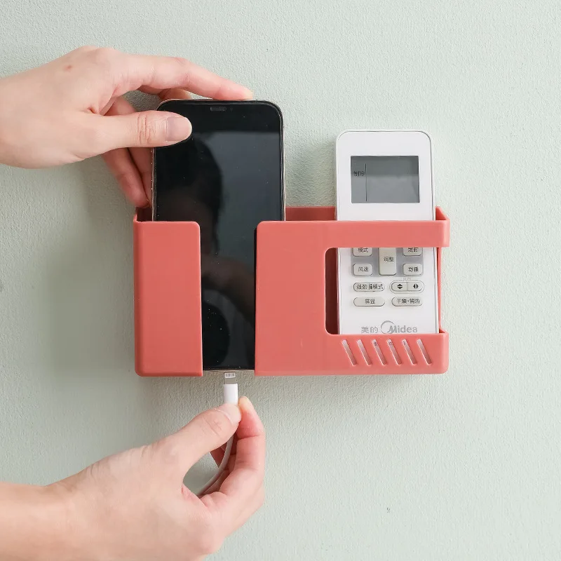 Wall Mounted Storage Box Remote Control Storage Organizer Case For Air Conditioner Tv Mobile Phone Plug Holder