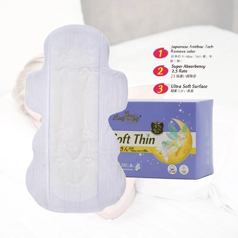 Lady Kitty Women Menstrual Period Pads Mint Panty Liners Anion Organic Sanitary Napkin Night Sanitary Pads For Women