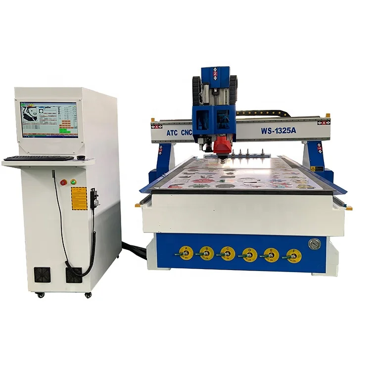 WISDOM CNC ATC CNC Router Oscillating Knife Cutting Machine with CCD Camera