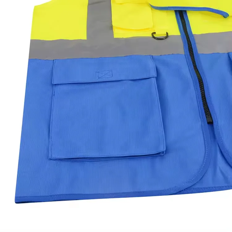 Customized High Visibility Pockets Red Safety Vest Wholesale Color Contrast PVC ID Card Pocket Safety Vest