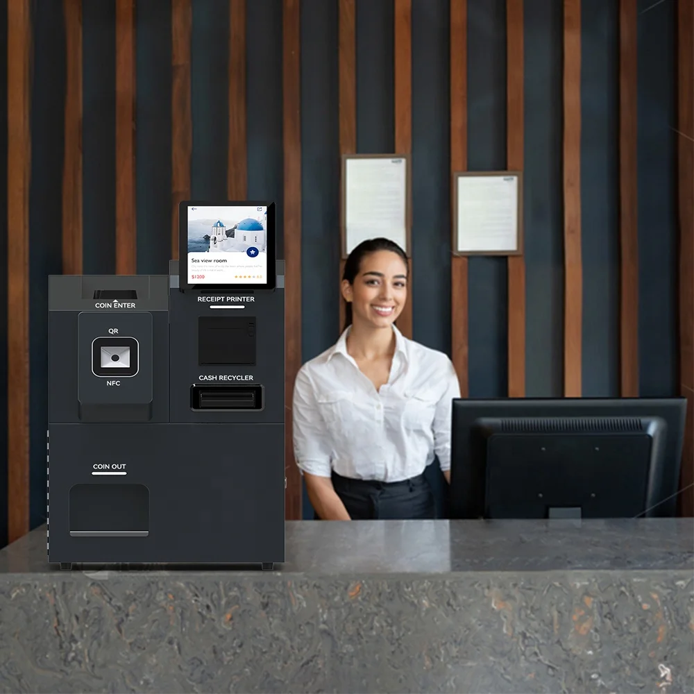 pos terminal cash acceptor self-service ordering kiosk for restaurant