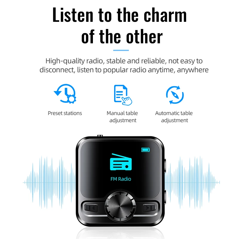 JNN M9  1.1 inch  BT 8GB Music Player  Support FM Radio USB disk voice recorder Clip mp4  MP3 Player