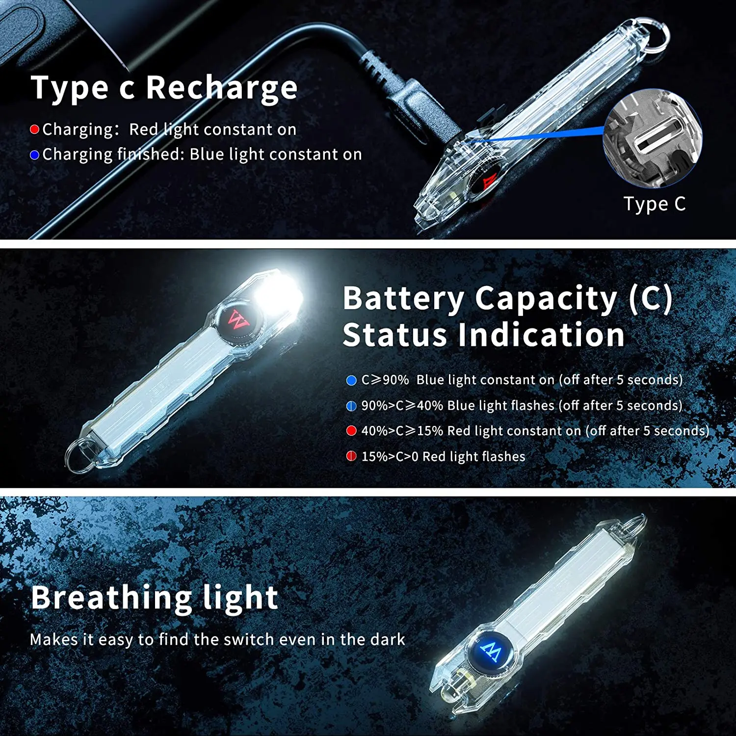 Wuben Promotion Gift Rechargeable Flashlight Clip Keychain Portable Mini Led Torch Mini Led Keychain Flashlight Small Light