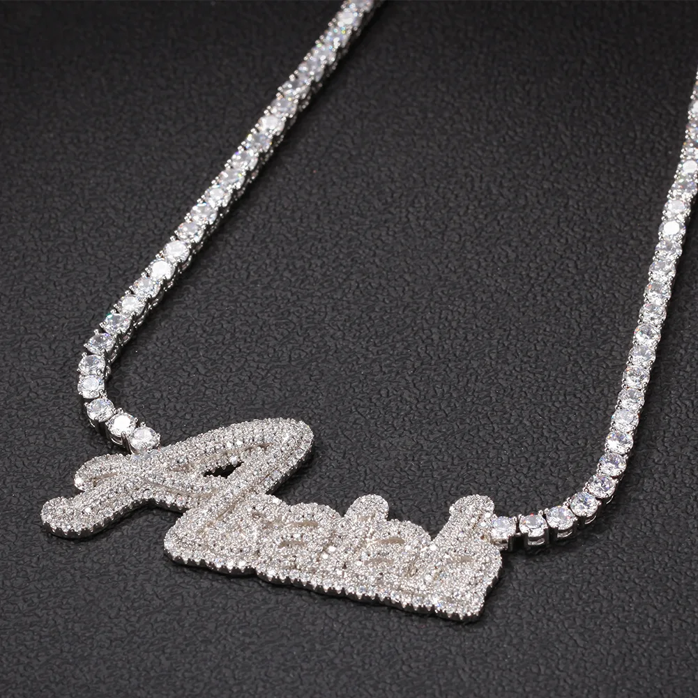 Splicing letters hip-hop necklaces  custom names necklaces collarbone  tennis chains zircons stainless steel women necklaces