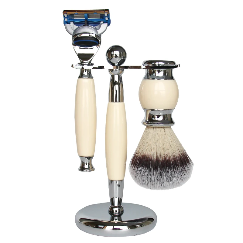 Lansky Luxury private label mens grooming kits facial shaving brush and safety razor stand set