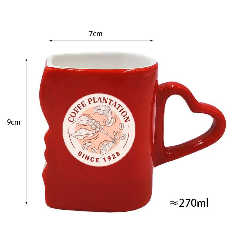 GZYSL Custom Design Ceramic Heart-Shaped Couple Mug Set Kissing Handle for Valentines Day Husband and Wife Gifts with Box