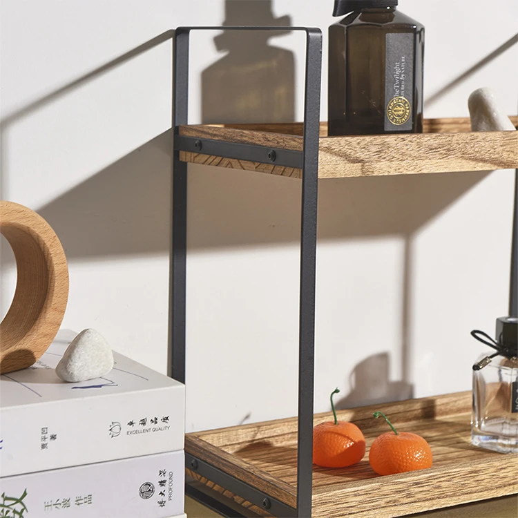 Two layer wooden bathroom shelves directly sold by the factory