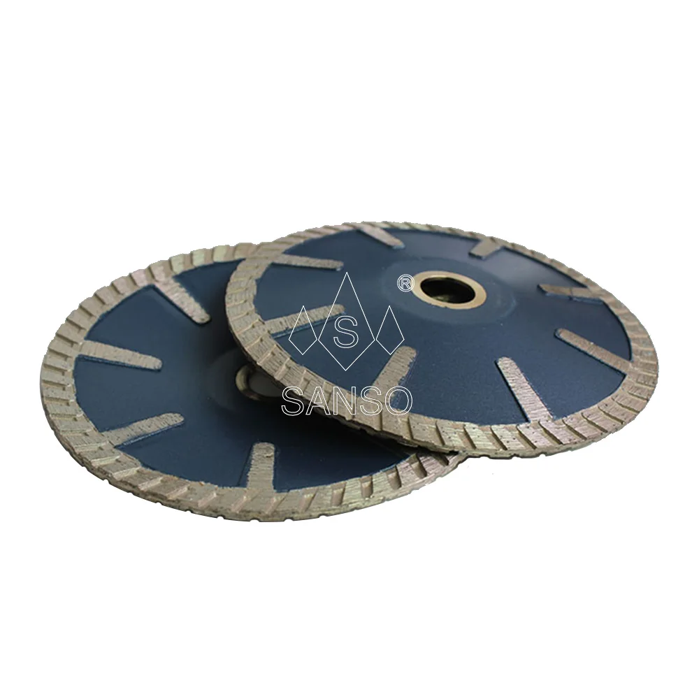 Hot pressed dry cutting protection segmented diamond cutting disc 125mm for granite sandstone lavastone