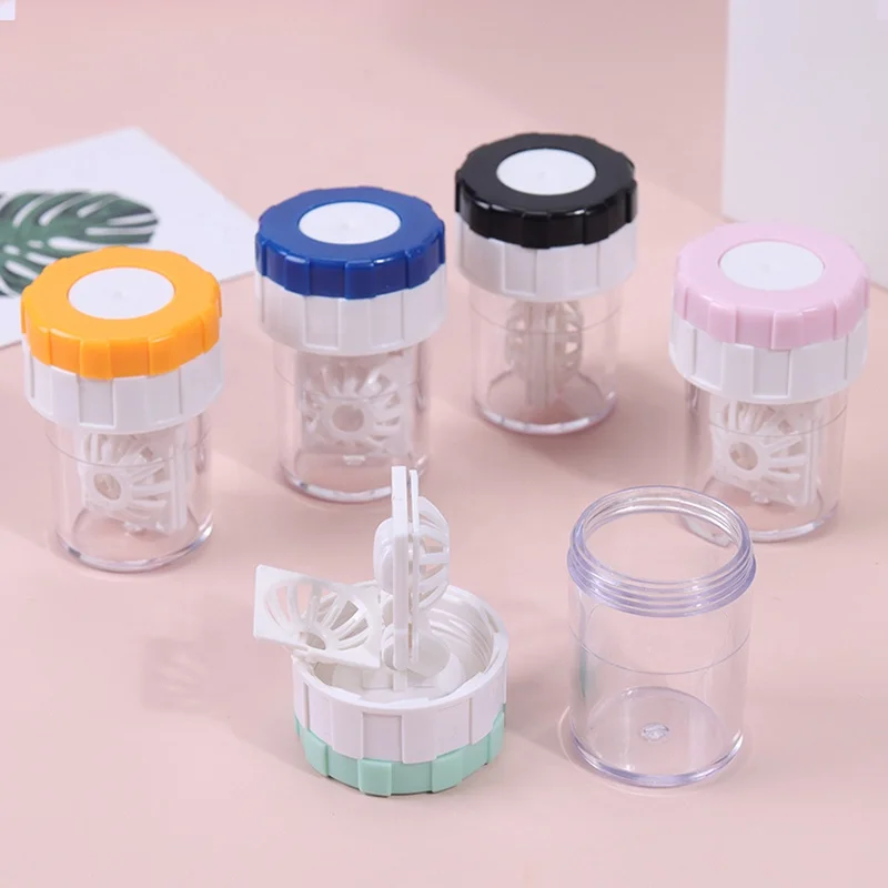 Manual rotary Contact Lens Cleaner Plastic Case Boxes Tool Accessories Manual Washer Cleaning Lenses mini Contact Lens Cleaner