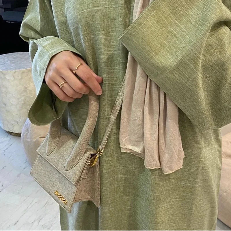 2024 OEM EID Dress High Quality Muslim Robe Islamic Clothing New Fashion Dubai Abaya Women Muslim Dress Custom Linen Close Abaya