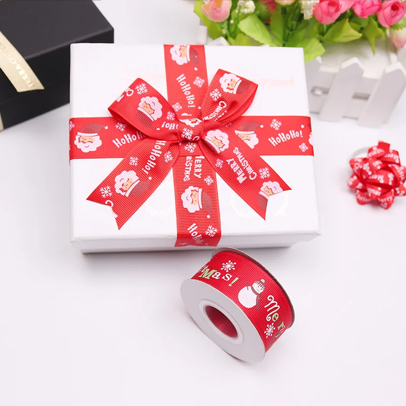 25 мм лента с цифровой печатью с рождественским рисунком, корсажная лента, украшение с логотипом на заказ