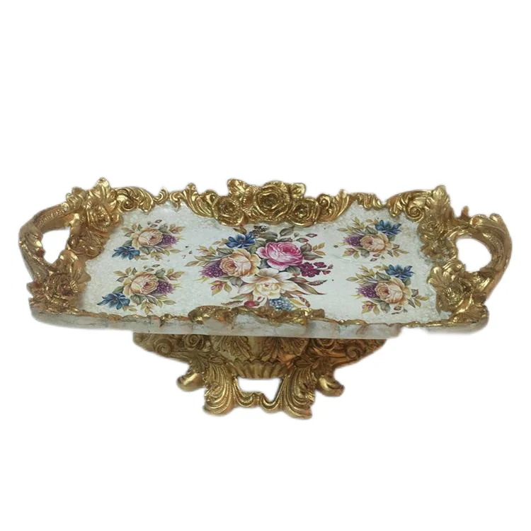 Creative Home Furnishing Fruit Dish European Resin Fruit Plate Golden Rose Dish