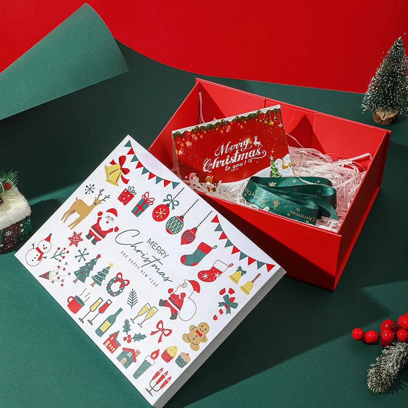 Christmas gift box red Santa Claus folding gift box Christmas scarf gloves packaging box