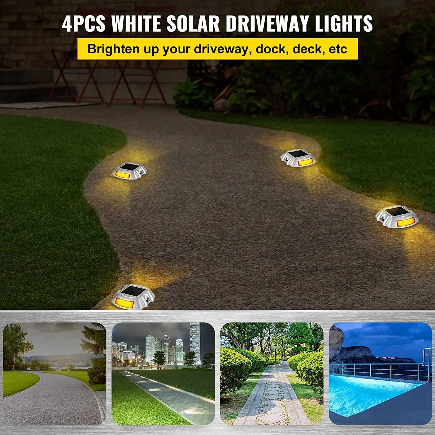 New Solar Ground Lights Power LED Outdoor Solar Pathway Lights Road Driveway Garden Dock Path Ground Step Light