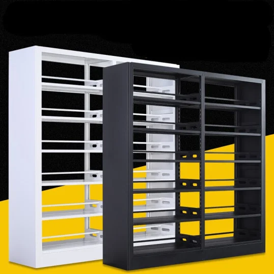 Library Furniture Bookshelves Double Column Wholesale Steel Metal Stainless Steel Key Lock Library School Modern Library Not Rak