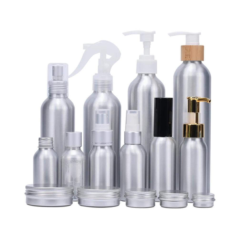 Refillable Cosmetic Packaging 30ml 50ml 80ml 100ml 250ml 500ml fine mist water spray perfume aluminum spray bottle