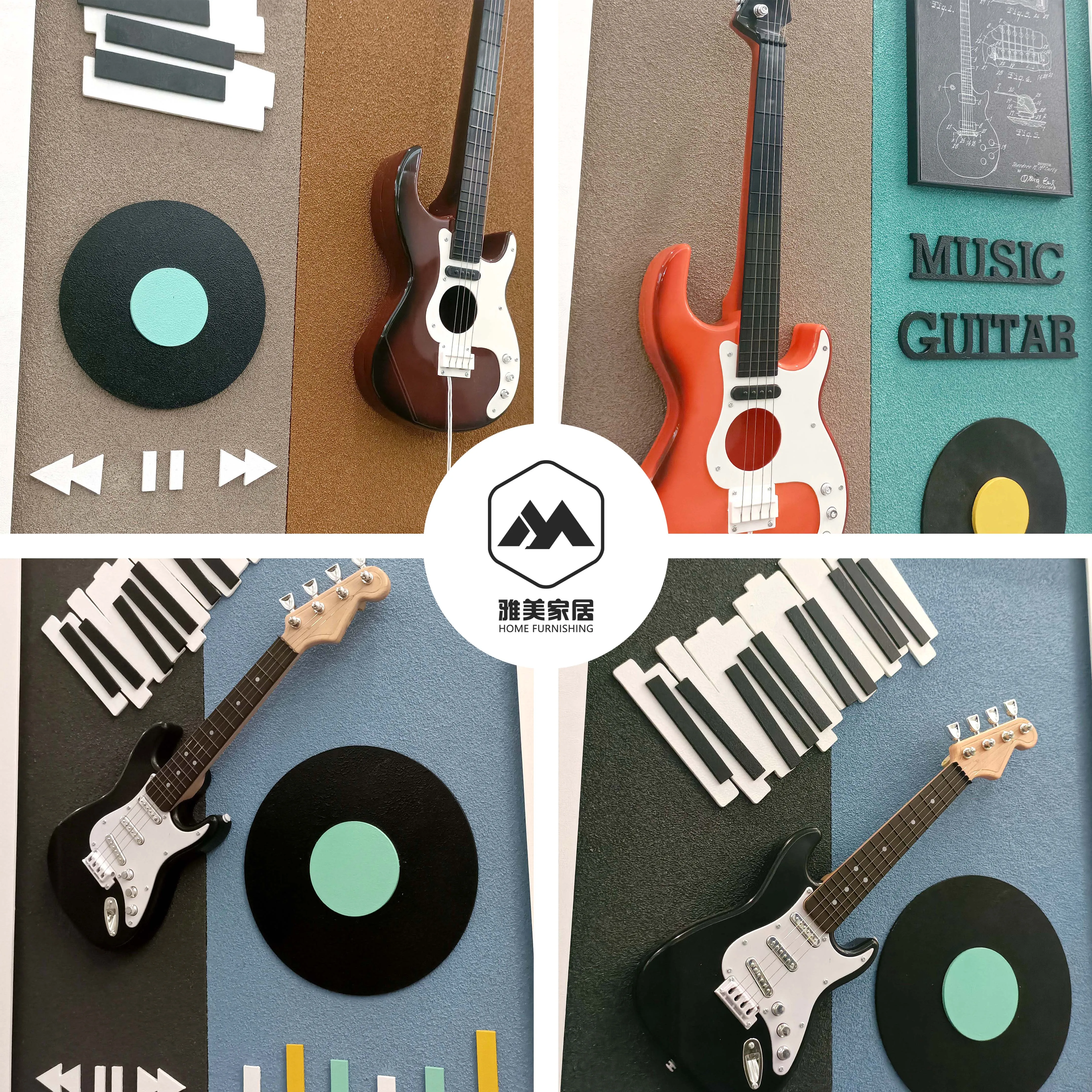 Music Hall Decoration Hanging Paintings Custom Modern Designs Electric guitar decorative painting abstract wall art